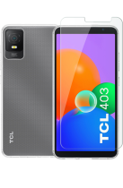 Vivid Set TPU Case + Tempered Glass TCL 403 Transparent