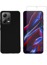 Vivid Set Silicone Matte Case + Tempered Glass Poco X5/Note 12 5G Black