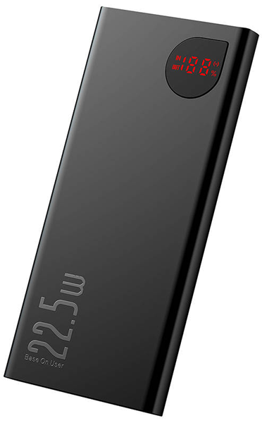 Baseus Powerbank PD+QC 10000mAh 2xUSB/Type-C/Lightning/micro-USB Digital Display 22.5W Black