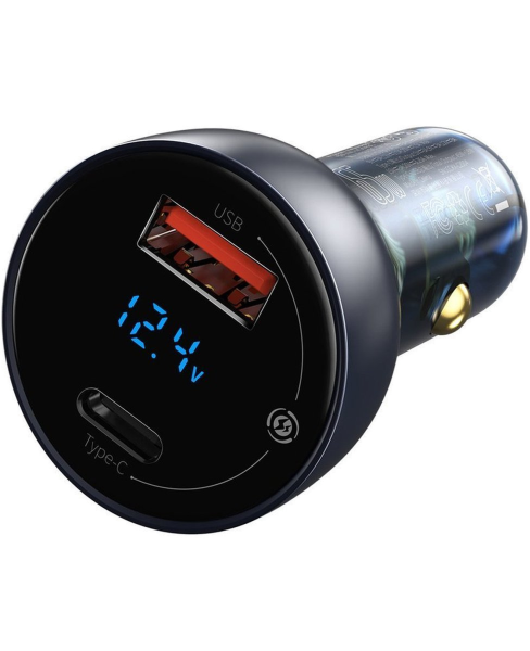 Baseus Car Charger USB/Type-C QC+PPS 65W Dark Gray + Cable Type-C 100W