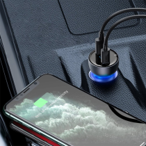 Baseus Car Charger USB/Type-C QC+PPS 65W Dark Gray + Cable Type-C 100W