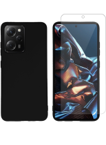 Vivid Set Silicone Matte Case + Tempered Glass Poco X5 Pro/Note 12 Pro 5G Black