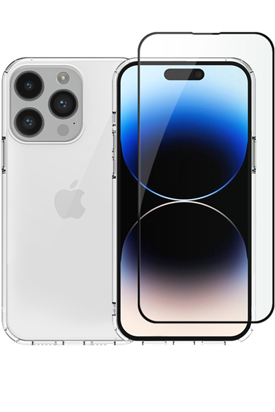 Vivid Set TPU Case + Full Face Tempered Glass Apple iPhone 14 Pro Black