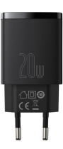 Baseus Compact Quick Charger Type-C/USB 20W Black