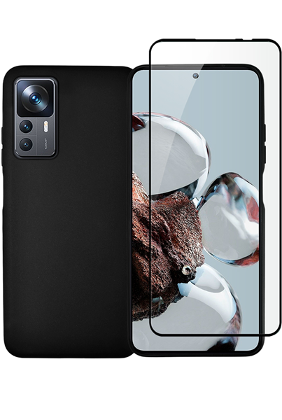 Vivid Set Silicone Case + Full Face Tempered Glass Xiaomi 12T/12T Pro Black