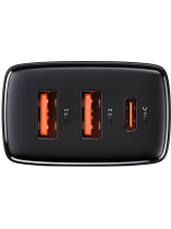Baseus Compact Quick Charger Type-C/2xUSB 30W Black