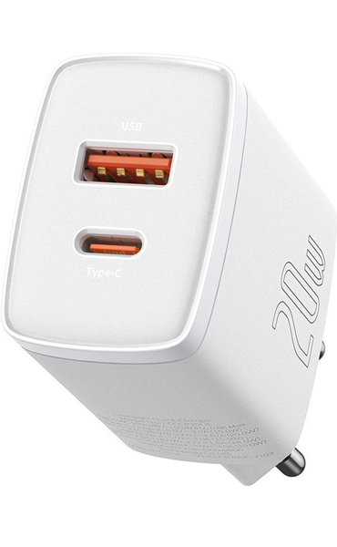 Baseus Compact Quick Charger Type-C/USB 20W White