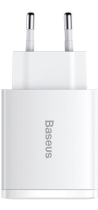Baseus Compact Quick Charger Type-C/2xUSB 30W White
