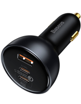 Baseus Car Charger USB/2xType-C QC 5.0 160W Gray + Cable Type-C 100W