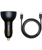 Baseus Car Charger USB/2xType-C QC 5.0 160W Gray + Cable Type-C 100W