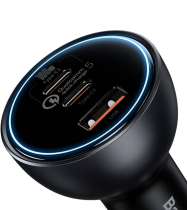 Baseus Car Charger USB/2xType-C QC 5.0 160W Gray + Cable Type-C 100W