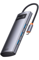 Baseus Multifunctional HUB Docking Station Metal Gleam Series 4 in 1 Type-C to USB 3.0 Gray