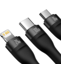 Baseus Flash Series II 2 to 3 Charging Cable U+C to M+L+C 100W 1.2m Black