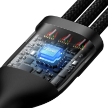 Baseus Flash Series II 2 to 3 Charging Cable U+C to M+L+C 100W 1.2m Black