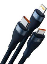 Baseus Flash Series II 2 to 3 Charging Cable U+C to M+L+C 100W 1.2m Blue
