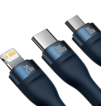 Baseus Flash Series II 2 to 3 Charging Cable U+C to M+L+C 100W 1.2m Blue