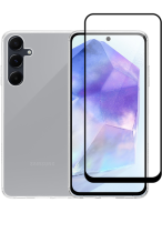 Vivid Set Gelly Case + Full Face Tempered Glass Samsung Galaxy A55 Black