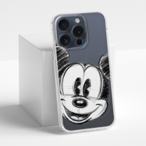 Disney Case Apple iPhone 15 Pro Mickey Partial Print Sketch Transparent