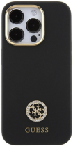 Guess 4G Strass Logo Collection Silicone Case Apple iPhone 15 Pro Max Black