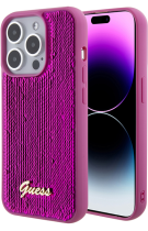 Guess Sequin Script Metal Hard Case Apple iPhone 15 Pro Fuchsia