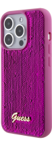 Guess Sequin Script Metal Hard Case Apple iPhone 15 Pro Fuchsia