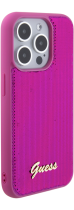 Guess Sequin Script Metal Hard Case Apple iPhone 15 Pro Fuchsia