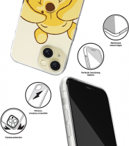 Disney Case Apple iPhone 15 Winnie the Pooh Partial Print Hiding Transparent