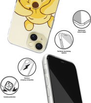 Disney Case Apple iPhone 15 Winnie the Pooh Partial Print Hiding Transparent