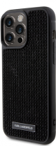 Karl Lagerfeld Rhinestones Metal Plate Logo Collection Case Apple iPhone 15 Pro Max Black