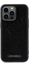 Karl Lagerfeld Rhinestones Metal Plate Logo Collection Case Apple iPhone 15 Pro Max Black