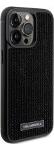 Karl Lagerfeld Rhinestones Metal Plate Logo Collection Case Apple iPhone 15 Pro Max Black