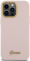 Guess “Vintage Script Gold Logo Collection” Hard Silicone Case Apple iPhone 15 Pro Max Pink