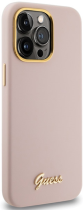 Guess “Vintage Script Gold Logo Collection” Hard Silicone Case Apple iPhone 15 Pro Max Pink