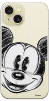 Disney Case Apple iPhone 15 Mickey Partial Print Sketch Transparent