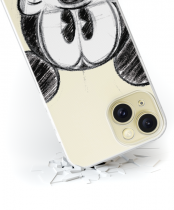 Disney Case Apple iPhone 15 Mickey Partial Print Sketch Transparent