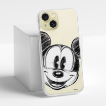 Disney Case Apple iPhone 15 Mickey Partial Print Sketch Transparent