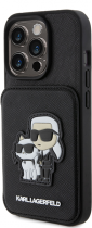 Karl Lagerfeld Karl+Choupette Saffiano Cardslots & Stand Case Apple iPhone 15 Pro Black