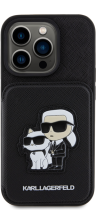 Karl Lagerfeld Karl+Choupette Saffiano Cardslots & Stand Case Apple iPhone 15 Pro Black