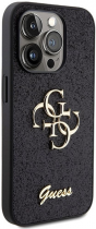 Guess Fixed Glitter 4G Logo Silicone Case Apple iPhone 15 Pro Black