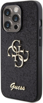 Guess Fixed Glitter 4G Logo Silicone Case Apple iPhone 15 Pro Black