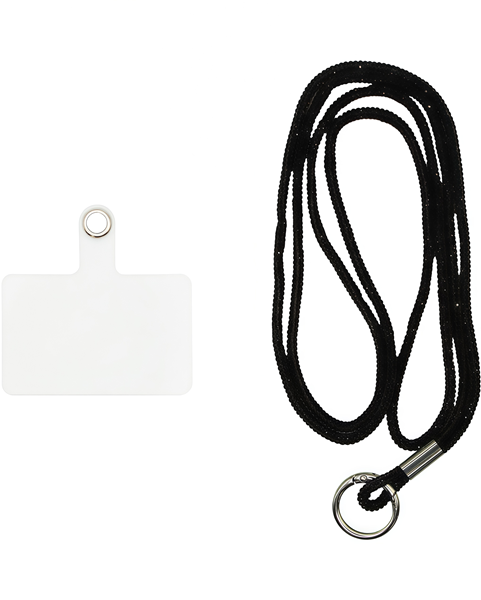 Vivid Lanyard Rhinestone Neck Strap Black