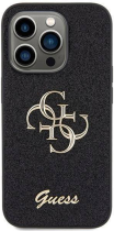 Guess Fixed Glitter 4G Logo Silicone Case Apple iPhone 15 Pro Max Black
