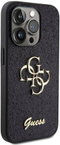 Guess Fixed Glitter 4G Logo Silicone Case Apple iPhone 15 Pro Max Black