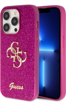 Guess Fixed Glitter 4G Logo Silicone Case Apple iPhone 15 Pro Max Purple