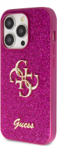 Guess Fixed Glitter 4G Logo Silicone Case Apple iPhone 15 Pro Max Purple