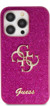 Guess Fixed Glitter 4G Logo Silicone Case Apple iPhone 15 Pro Max Purple