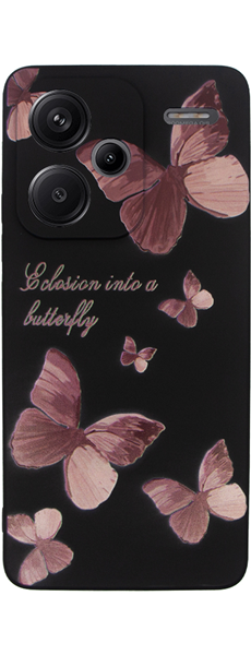 Vivid Silicone Case Redmi Note 13 Pro+ 5G Butterfly Black/Pink