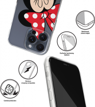 Disney Case Apple iPhone 15 Pro Max Minnie Partial Print Smiley Transparent