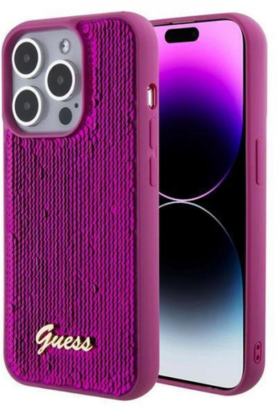 Guess “Sequin Script Metal” Hard Case Apple iPhone 15 Pro Max Fuchsia
