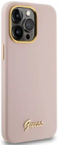 Guess “Vintage Script Gold Logo Collection” Hard Silicone Case Apple iPhone 15 Pro Pink